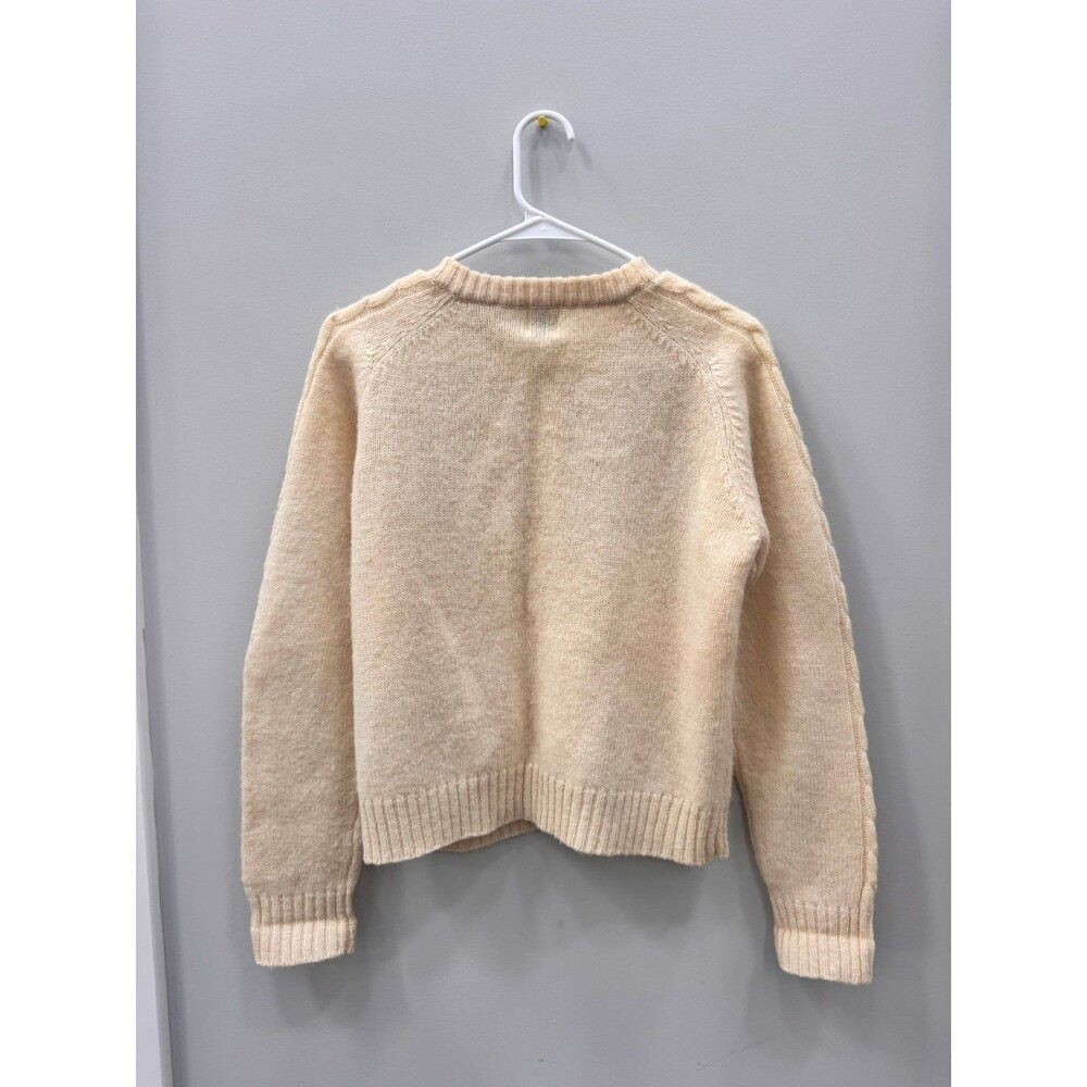 Gap 100% Wool Cream Cable Knit Button Up Cardigan Sweater Medium - Picture 5 of 5